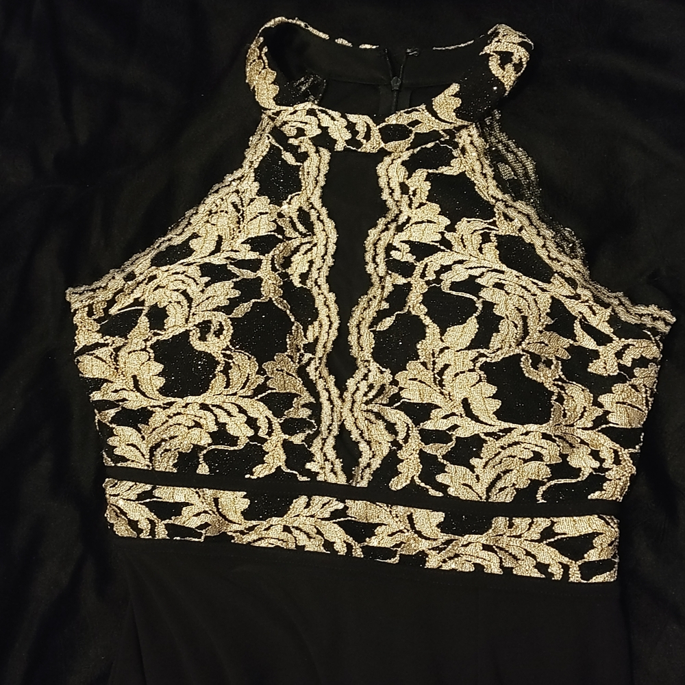Morgan & Co. Black and Gold Prom Dress